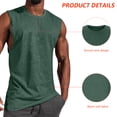 thumbnail image 5 of Camisetas sin mangas para hombre, cuello redondo, camisa holgada sólida, camisas deportivas para entrenamiento, camisetas sin mangas para correr, verde, 5 of 5