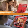 thumbnail image 4 of Kids Case for Samsung Galaxy Tab S10 FE Plus 13.1" 2025 SM-X620 / SM-X626 / SM-X626B, Heavy Duty Shockproof Silicone Kids Friendly Kickstand Cover with Handle Grip & Stylus Holder, Red, 4 of 6