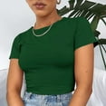 thumbnail image 4 of JUNWELL Crop Tops pour Femmes Tendance Crop Mignon Basique Serré Col Rond Blouse Crop Manches Courtes Crop Tops, 4 of 8