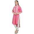 thumbnail image 2 of Bimba Women Designer Pink High Low Straight Kurti Dress With Printed Scarf - 24, 2 of 4
