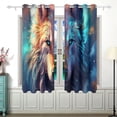thumbnail image 2 of Wolf Head Blue Curtains Black Out 63 Inch Length Curtains for Sliding Glass Doors Bedroom Living Room 2 Panels Set, 2 of 5