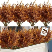 20 Bundles Artificial Fall Flowers Outdoor Fall Decor Artificial Lavender Fake Plastic Plants UV Resistant Faux Plants Flowers Fall Autumn Thanksgiving Decorations Indoor Home Garden(Orange)