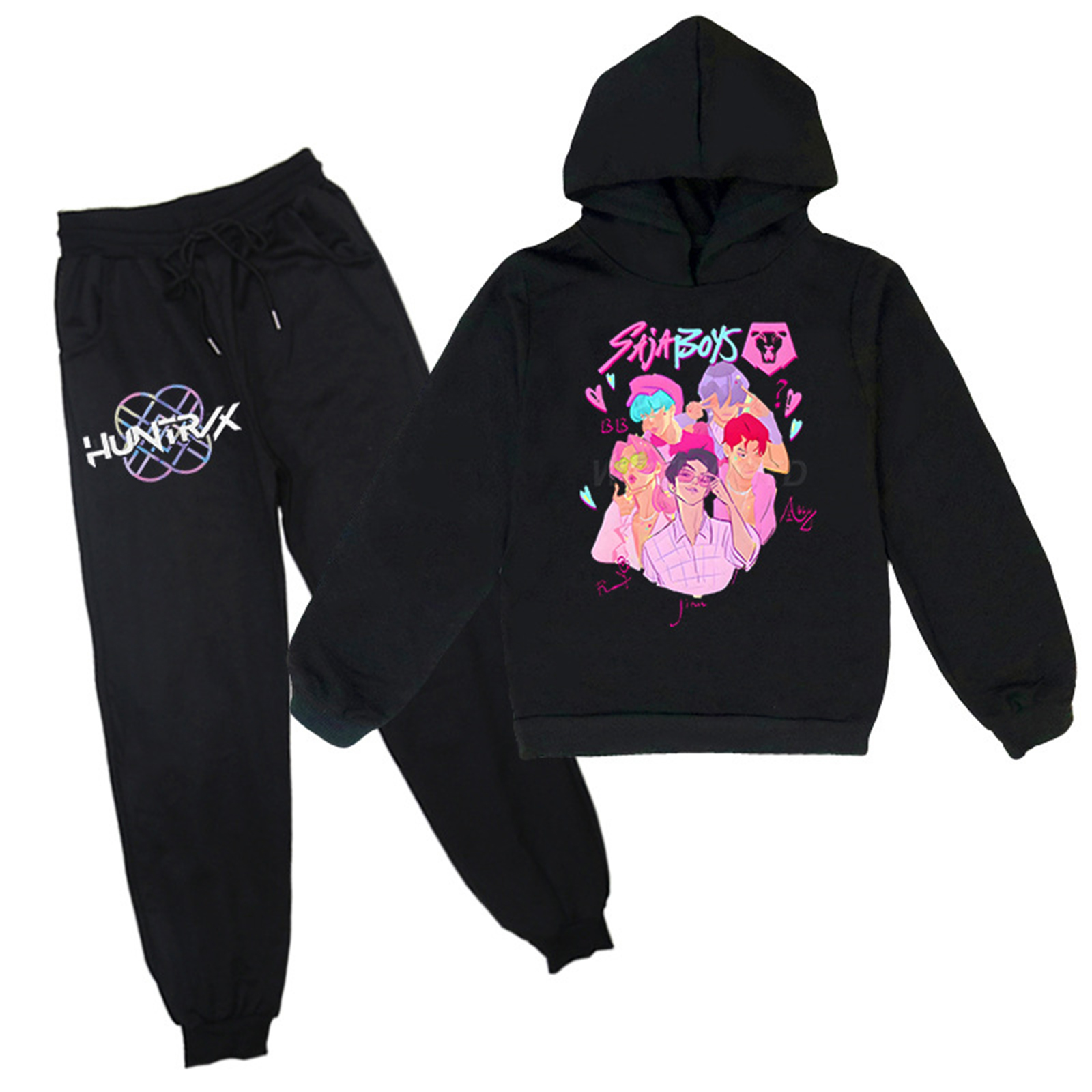 Sweat à Capuche Fille Style K-Pop Demons Hunters — Manches Longues, Imprimé Coloré Huntr/X — Tailles 2 à 14 Ans — Pour école, Cosplay, Quotidien