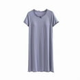 thumbnail image 5 of Sakmal Moomoo Dresses for Women Blue Long Cotton Lightweight Mumu Dress Short Sleeve Plain Nightgowns for Women, 5 of 5