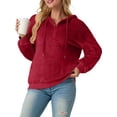 thumbnail image 6 of Cueply Hoodies for Women Fleece Half Zip Pullover Tops Fall Winter Hooded Sweatshirt Jacket Coat with Pockets, 6 of 8