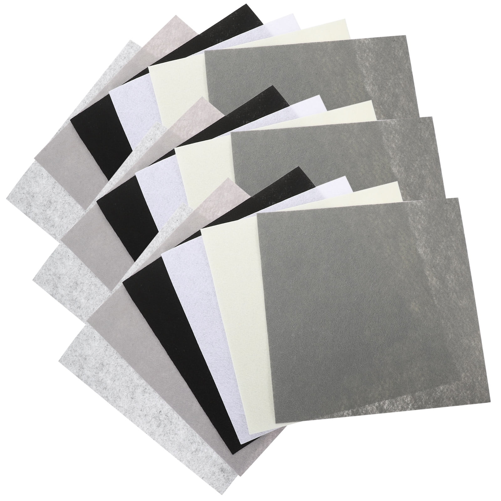 Raindrops 18-Piece Felt Fabric Rolls for Sewing and Crafts, Black White Grey Non-Woven Material Sheets