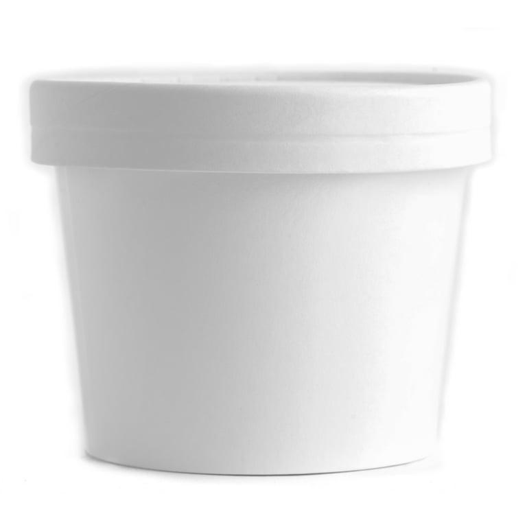 50 Count] 12 oz Disposable White Paper Soup Containers with Lids Combo -  Half Pint Ice Cream Containers, Frozen Yogurt Cups, Restaurant,  Microwavable, Take Out, to Go Deli Containers, Recyclable 