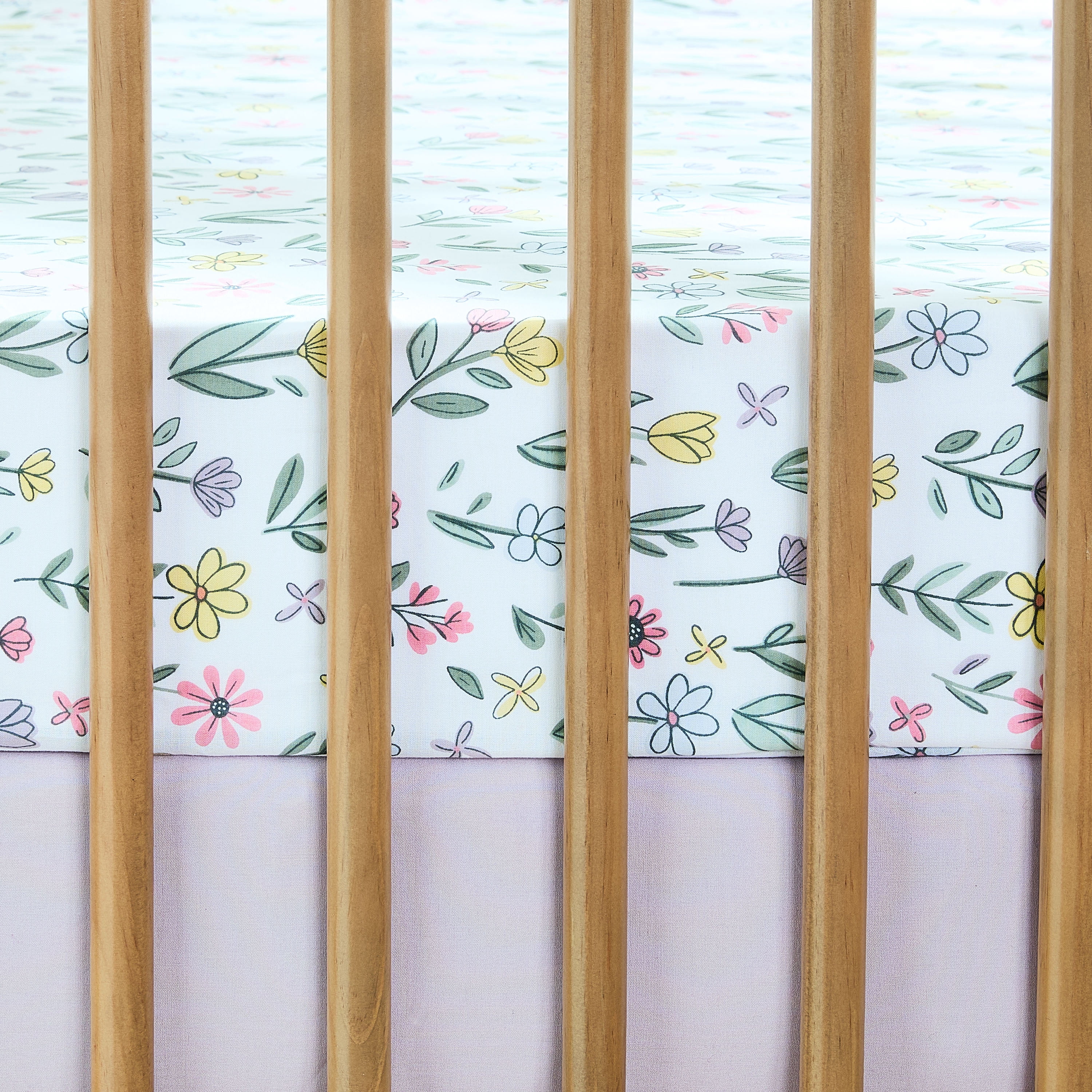 Parent's Choice 2-Pack Cotton Percale Fitted Crib Sheets, Floral Pink, Fits Standard Crib/Toddler Mattresses