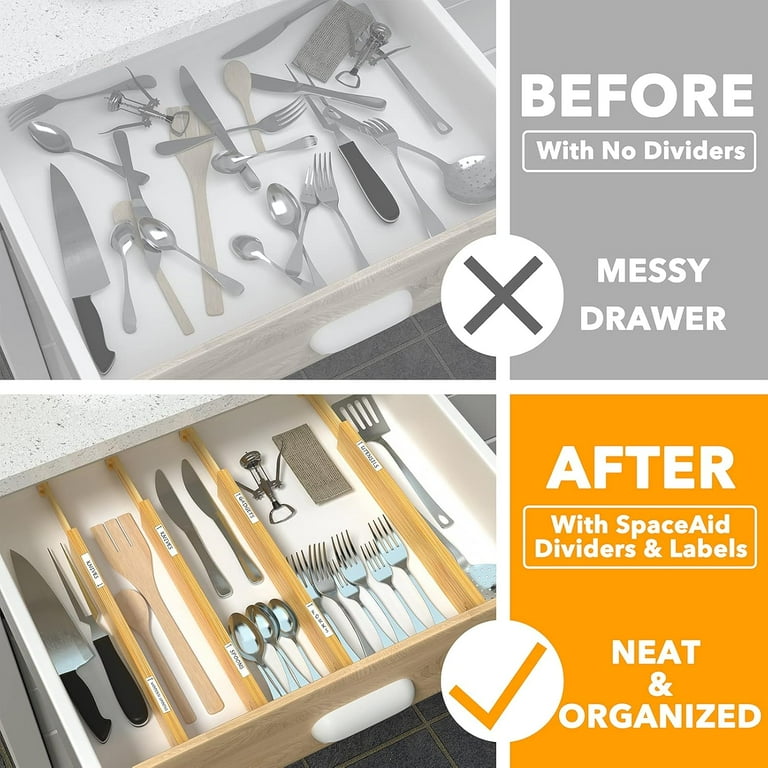 SpaceAid Bamboo Drawer Dividers with Labels, 6-Pack photo 2