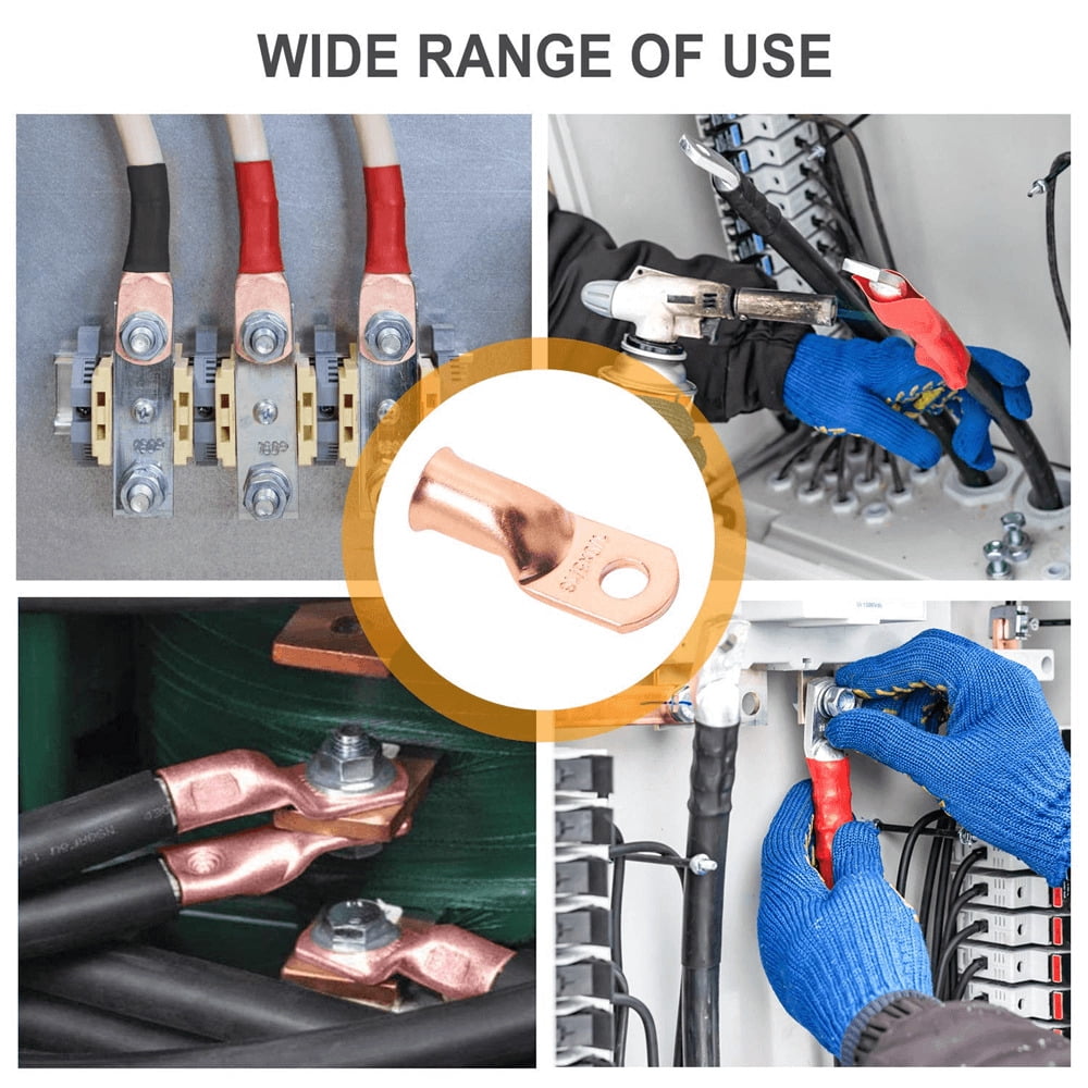 50PCS Copper Ring Terminal Wire Crimp Battery Electrical Cable Lug Connectors