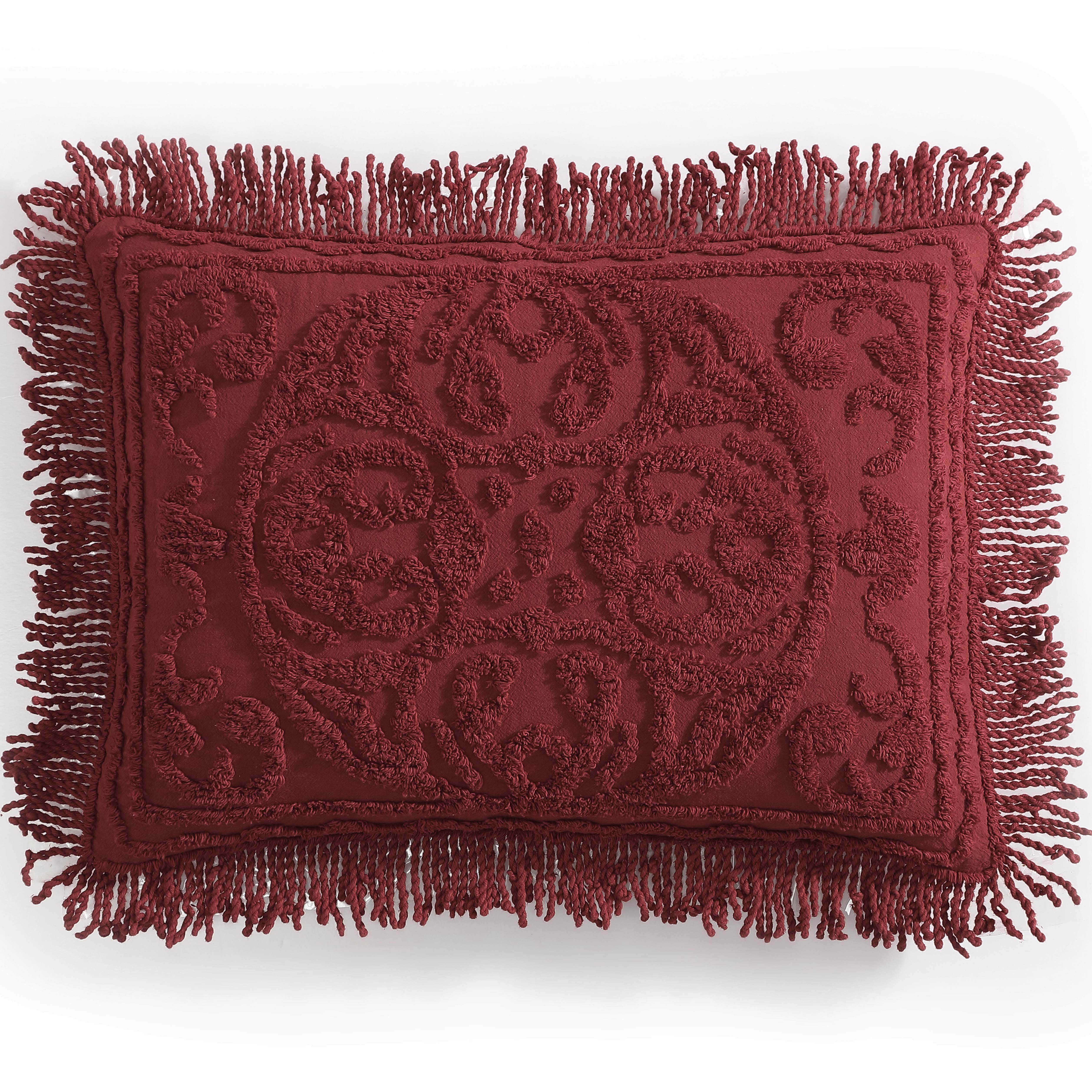 Beatrice Home Fashions Medallion Chenille Standard Sham Burgundy