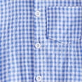 thumbnail image 5 of UngA Newborn Baby Boy Summer Clothes Gingham Button Down Shirt Bubble Romper Short Sleeve Plaid Collared Bodysuit Infant Boy Outfits (Blue,3-6 Months), 5 of 7