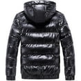 thumbnail image 3 of LEEYNEER Mens Winter Down Coats Warm Thicken Drawstring Cotton Hooded Jacket Casual Shiny Reflective Zipper Warm Mens Puffer Jacket, 3 of 5