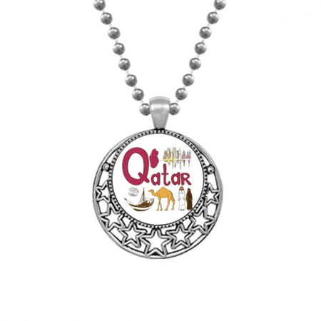 Qatar National symbol Landmark Pattern Necklaces Pendant Retro Moon Stars Jewelry