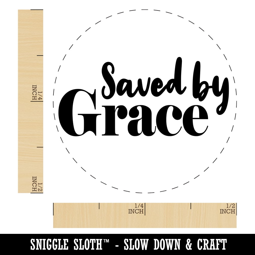 Saved by Grace Inspirational Christian Self-Inking Rubber Stamp Ink Stamper - Fuchsia Ink - Mini 1/2 Inch