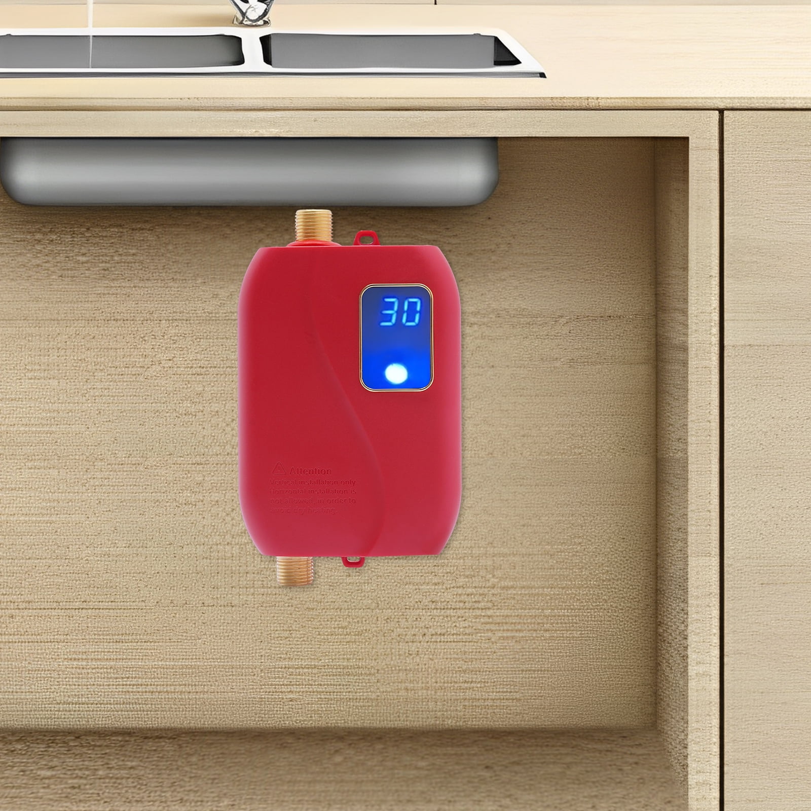 3000W Tankless Instant Electric Water Heater – Compact Under Sink Point‑of‑Use Hot Water Heater with Digital Display & Multi‑Safety Protections – Wall‑Mounted for Kitchen, Bathroom, RV & Sink