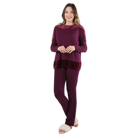 

MeMoi Collection Women s Velour Luxe Frosted Trim Ultra-Soft Pajama Set - Mens - Male