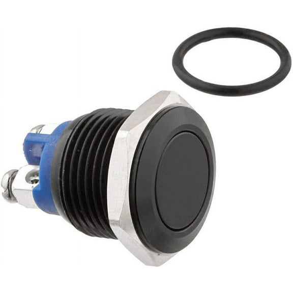 16Mm Momentary Push Button Switches Spst 1No Car Industrial Switch - Black Shell