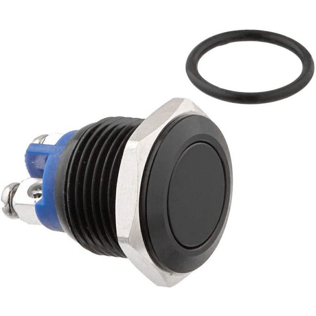 Interruptores de botón pulsador momentáneos de 16 mm SPST 1NO Interruptor industrial para automóvil - Carcasa negra