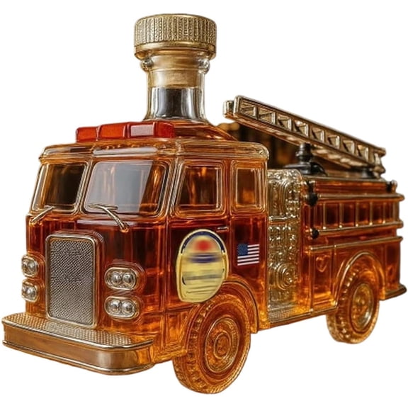 Fire Truck Whiskey Decanter, 300ml Hand Blown Glass for Home Bar