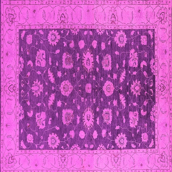 Ahgly Company Indoor Square Oriental Pink Industrial Area Rugs, 7' Square