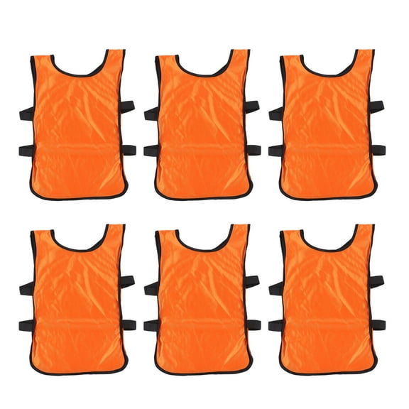ITSELFER 6pcs Orange Football Vest Kids Breathable Pinnies Scrimmage Vest Football Training Waistcoat Clothes for Child