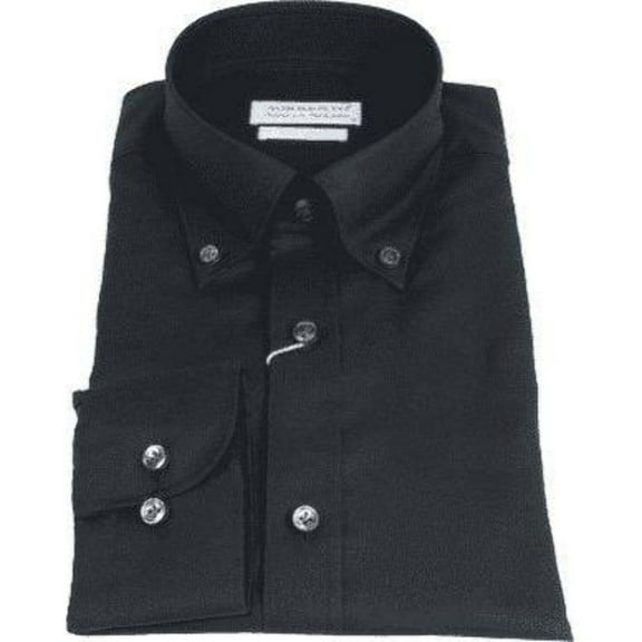 Mens 100% Italian Cotton Shirt Non Iron SORRENTO Button Down Oxford 4531 Black