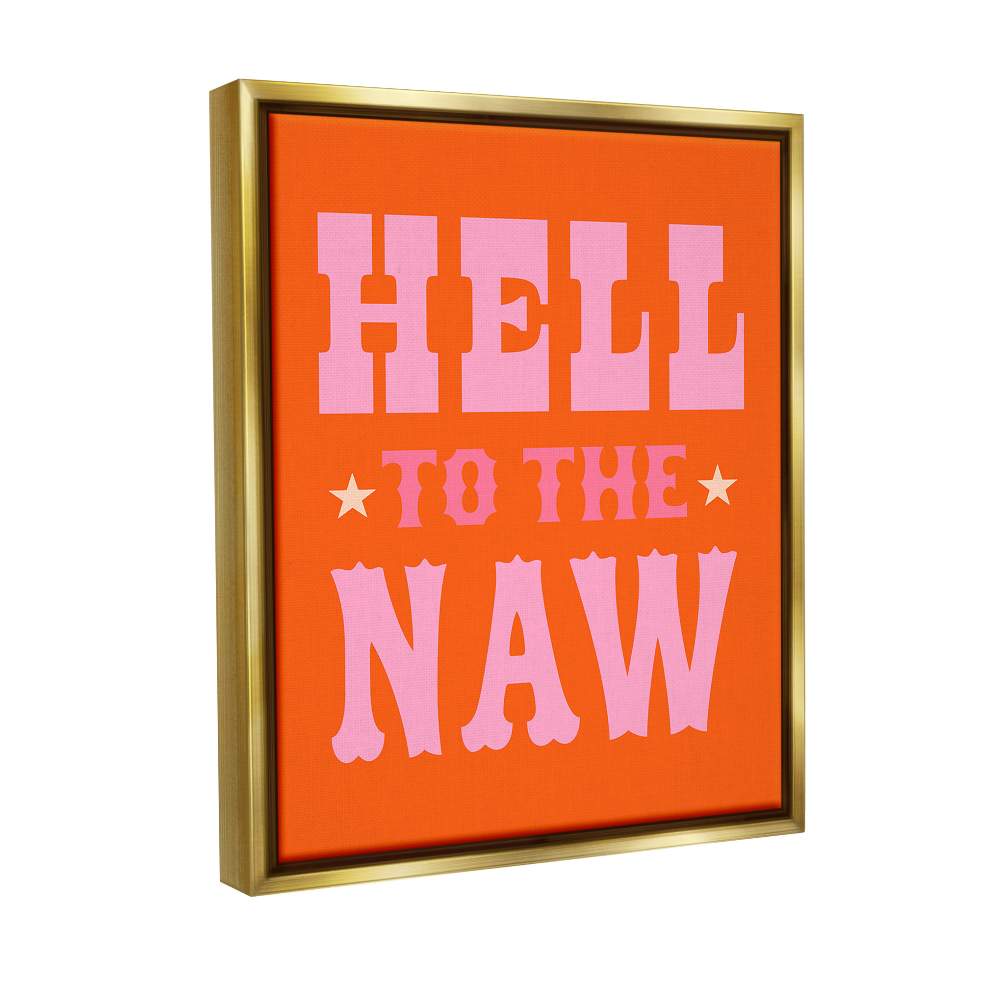 Stupell Industries Hell To The Naw Phrase Typography Painting Gold Floater Framed Canvas Art Print Wall Art, 25 x 31