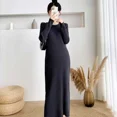 thumbnail image 4 of Vestido de maternidad de punto versátil, falda tipo suéter holgada, ropa de capa Base sin relleno y no elástica para mujeres embarazadas, 4 of 5