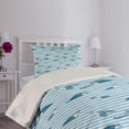 thumbnail image 2 of Ambesonne Striped Quilted Coverlet 2 Pcs, Turtle Blue Aquatic, Twin Size, Blue Navy, 2 of 4