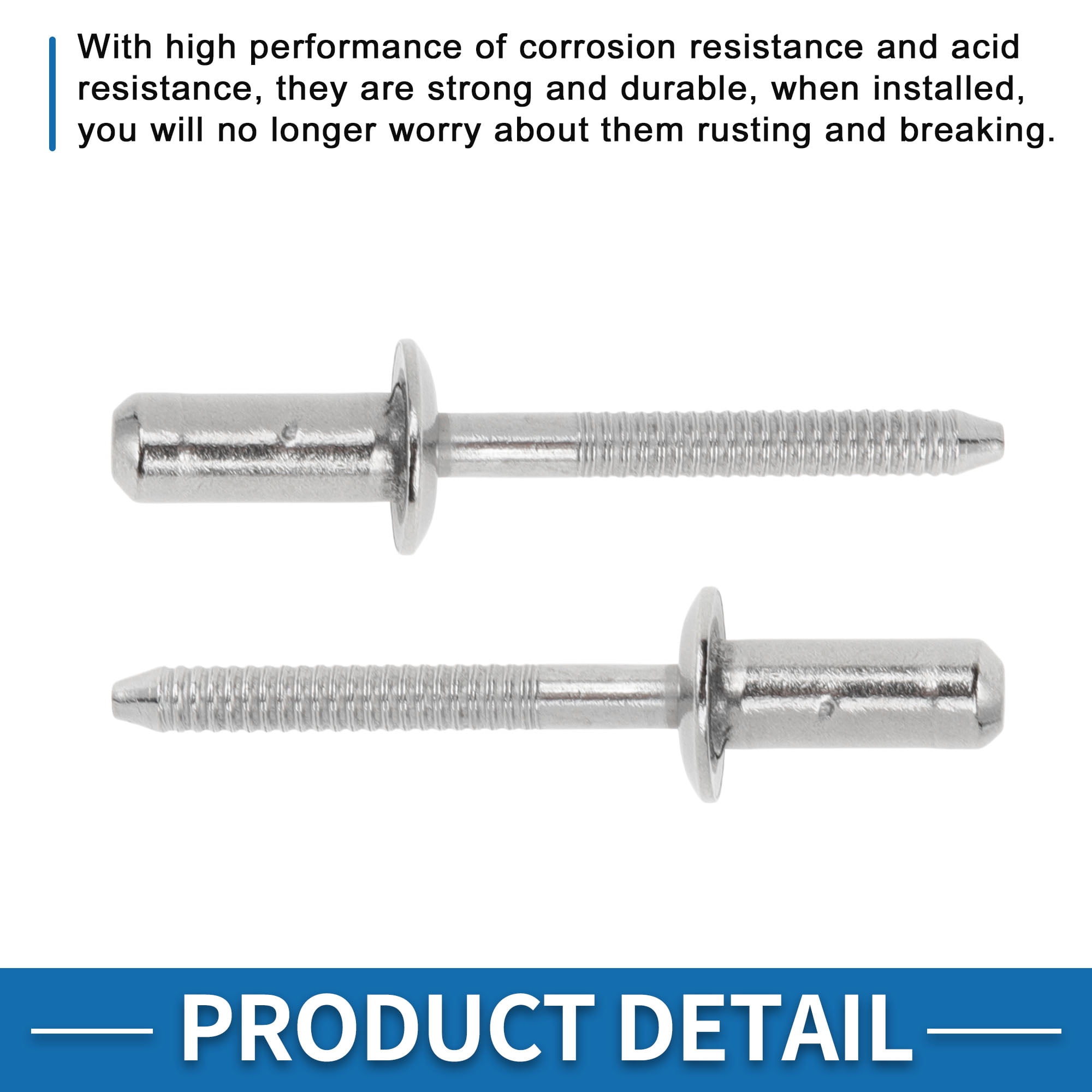 Dome Head Closed Sealing Rivets 6.4mm Grip Diameter 12mm Grip Length 13mm Flange Diameter Stainless Steel Silver Tone 50 Pcs