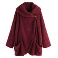 thumbnail image 2 of SwiftWear Women's Fuzzy Fleece Jacket Lightweight Warm Soft Plush Coat Cardigan for Spring Fall, Wine, 2 of 9