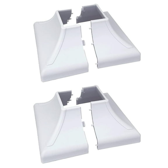 Interlocking Post Cover Skirt Shoe for 1.5X1.5 Inch Post with 4.5X4.5 Inches Base Mounting Plate - Fast Install on Feet of Porch, Stair Handrail, Railing, Fence (2-Pack, White)