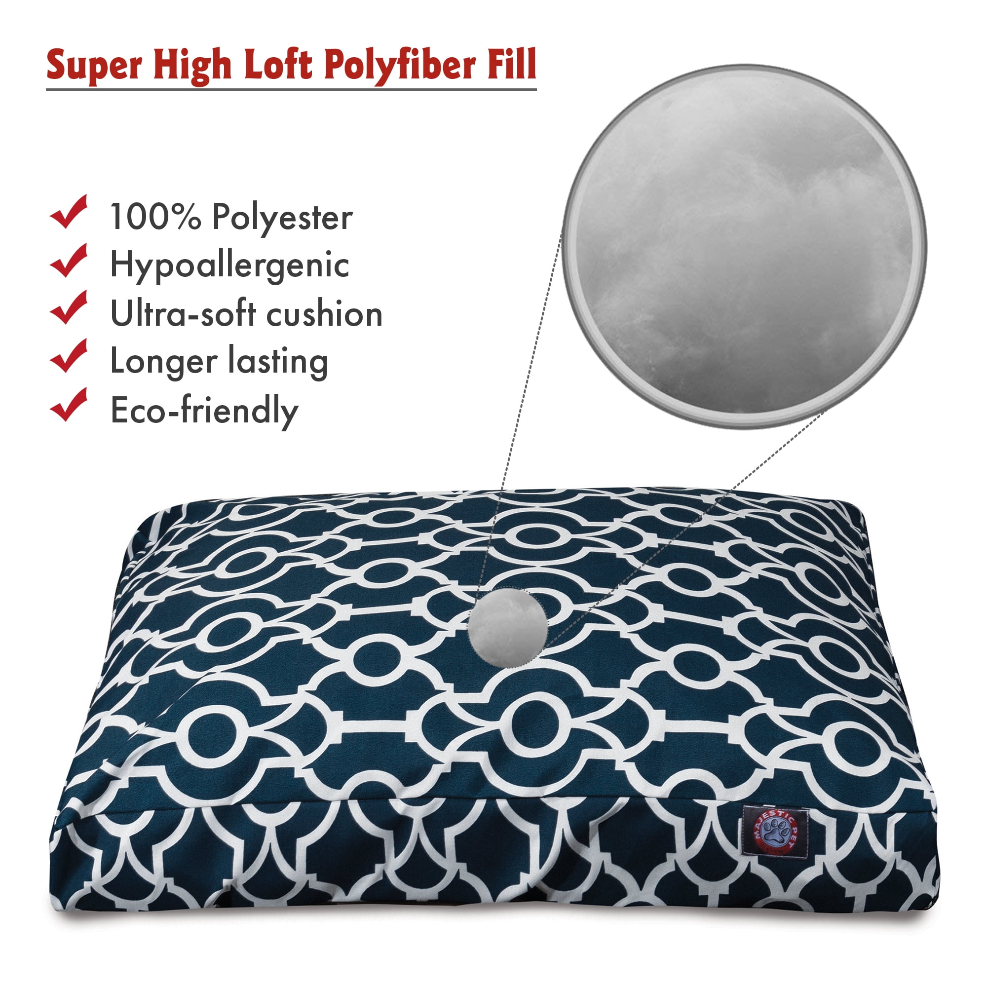 Majestic Pet | Athens Rectangle Pet Bed For Dogs, Removable Cover, Navy, Medium