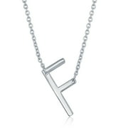 925 Sterling Silver Italian High Polish 20mm Personalized Sideways Block Initials Chain Necklace Gift for Women