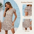 thumbnail image 4 of SHIBEVER Womens Dresses Summer Midi Short Sleeve Dresses for Women Pink Floral Midi Boho Casual V Neck Women Dress Flower Comfort Soft Maxi Dresses L, 4 of 9