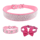 thumbnail image 1 of Collar de perro de cuero de PU Collar de mascota de diamantes de imitación rosa Collar de perro de mosaico floral ajustable, 1 of 6