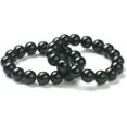 thumbnail image 1 of 1 pulsera elástica de cuentas de vidrio redondas para mujer, joyería negra, pulseras redondas, joya., 1 of 3