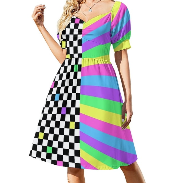 Patrón 1 de vestido de manga corta Kawaii de los 80, vestido de verano para mujer, ropa de fiesta 2025.