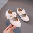 thumbnail image 2 of Xijirk Girls Mary Jane Dress Shoes with Flower Pearl Hook and Loop Closure Casual Shoes,Z04 White,4.5-5 Years, 2 of 7