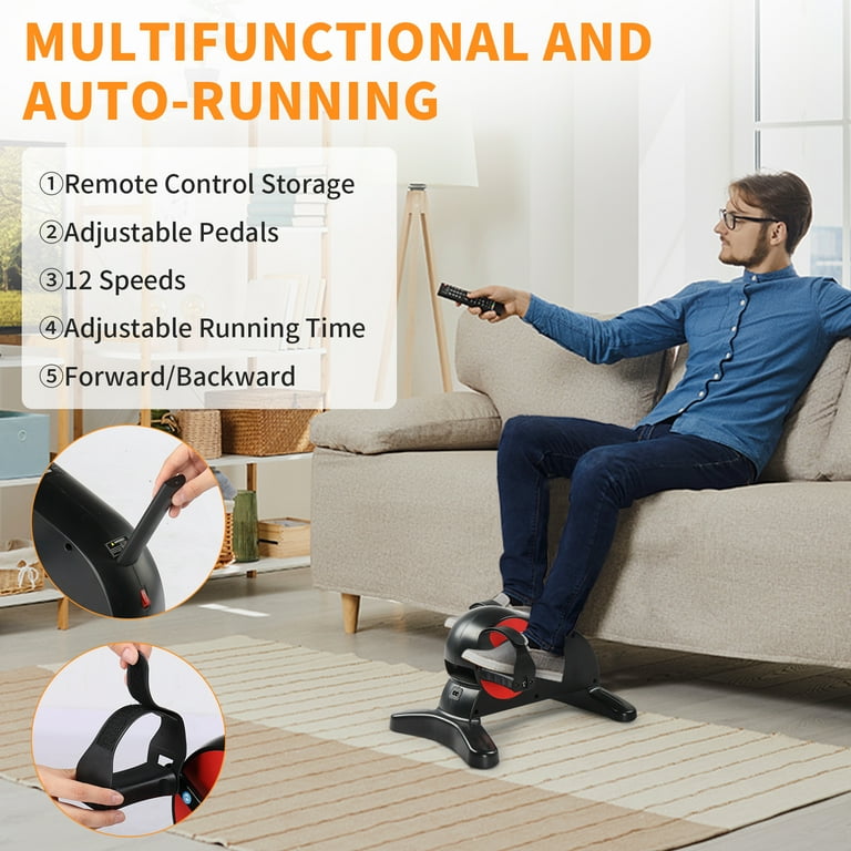 Zimtown Mini Electric Floor Pedal Exerciser for Elderly Arm Leg Fitness Physical Therapy with Remote Control Black Walmart