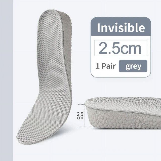 Heightening Insole Invisible Unisex Unisex Heighten Insert Cushion Pads EVA Lifting Insole Heel Arch Support Taller Cushion grey 2.5cm 38 (235mm)