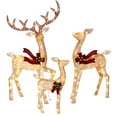 thumbnail image 1 of Ensemble de 3 Pcs 58 Pouces Grande Famille de Cerfs de Noël, Décoration de Noël Extérieure Éclairée, Or Champagne, 1 of 7