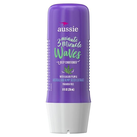 Aussie 3 Minute Miracle Waves Anti-Frizz, Paraben-Free Deep Conditioner, 8 fl oz