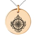 thumbnail image 1 of Stainless Steel Nautical Antique Royal Compass Engraved Small Medallion Circle Charm Pendant Necklace, 1 of 1