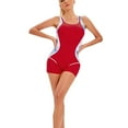 thumbnail image 4 of SWSMCLT Women's One Piece Swimsuit Backless Bathing Suit Cutout Beach One Piece Swimsuit Modest Summer Slimming Padded Red XX-Large, 4 of 4