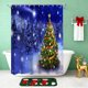 thumbnail image 5 of Cortina de ducha navideña con ganchos | Decoración navideña para el baño | Tela de poliéster impermeable con diseños festivos de árboles y bolas, 5 of 6