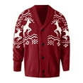 thumbnail image 4 of FYDUU Men's Cardigan Sweater Coat Mens Cardigans Autumn Winter Outdoor Casual Style Christmas Themed Printed Sweater Coat Knitted Sweater for Men, 4 of 5