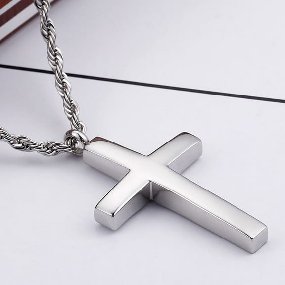 Fashion Cross Pendant For Men High 14K White Gold Cross Jewelry Necklace Male Jewelry