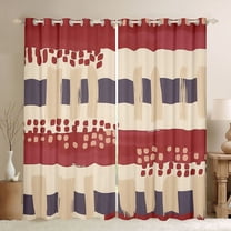 Feelyou Teens Vintage Abstract Black Out Curtains, Fashion Polkadots Stripes Curtains Pack of 2 (42x63 Each), Bruch Artwork Bedroom Curtains, Blackout Curtains Bedroom Decor